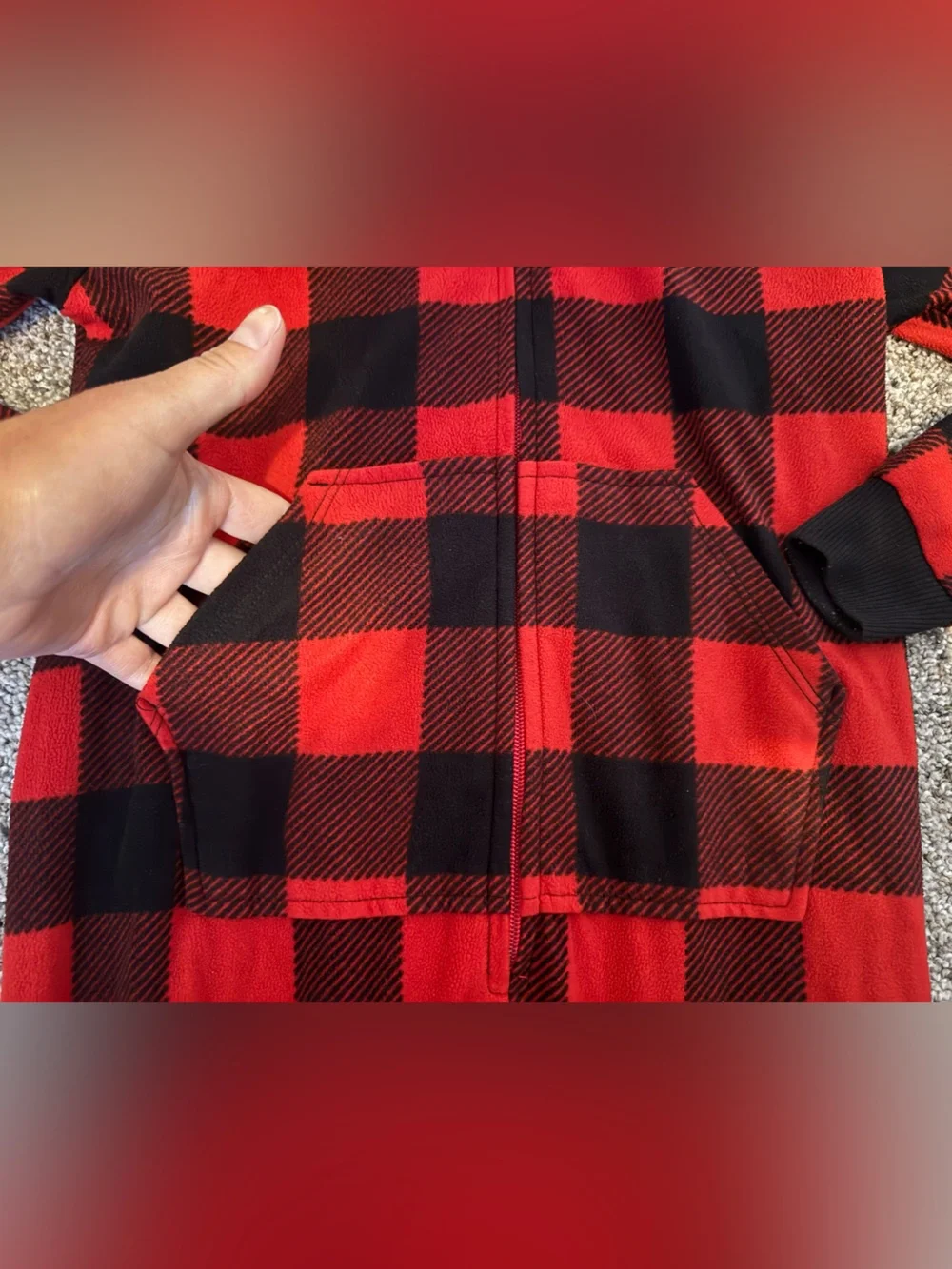 Cat & Jack Red and Black Buffalo Plaid reindeer onesie